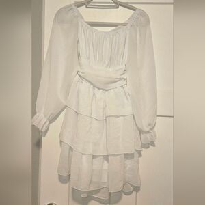 Chic White Tiered Midi Dress